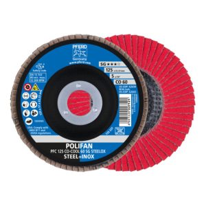 PFERD POLIFAN Fächerscheibe PFC 125×22,23 mm konisch CO-COOL 60 SG STEELOX Stahl/Edelstahl