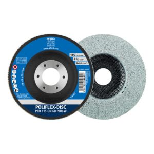 PFERD Poliflex Disc PFD Ø 115×14 mm Bohrung-Ø 22,23 mm Bindung PUR Weich SIC60