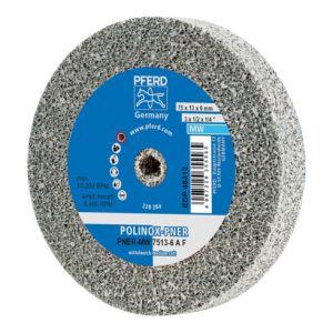 PFERD POLINOX verpresstes Vlies-Rad PNER Ø 75×13 mm Bohrung-Ø 6 mm Mittelweich A Fein für Finish