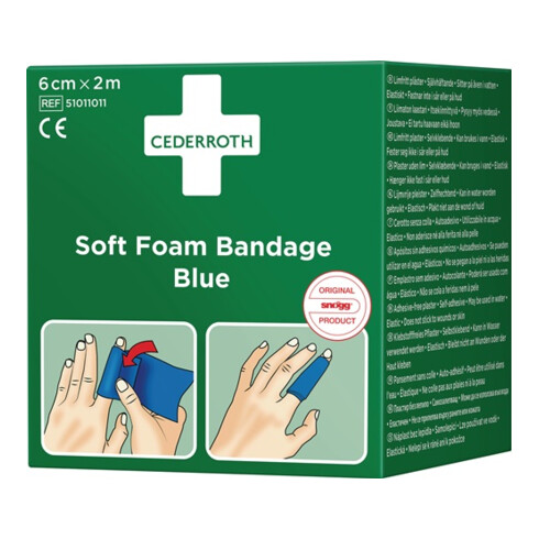 Pflaster u.Bandage Soft Foam selbsthaftend elastisch,blau Rl.6cmx2m CEDERROTH