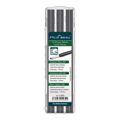 Pica Minenset f.Zimmermannsbleistift 12 teilig graphit 10H BIG Dry 6055