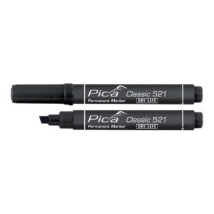 Pica Permanentmarker Classic INSTANT WHITE schwarz Strich-B.2-6mm Keilspitze