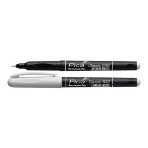 Pica Permanentmarker Classic weiß Strich-B.1-2mm Stift m.Clip