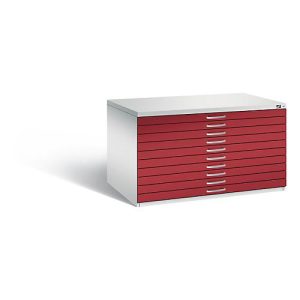 Planschrank aus Stahl, für Formate bis DIN A0, 10 Schubladen Planschrank aus Stahl, für Formate bis DIN A0, 10 Schubladen