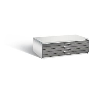 Planschrank aus Stahl, für Formate bis DIN A0, 5 Schubladen Planschrank aus Stahl, für Formate bis DIN A0, 5 Schubladen