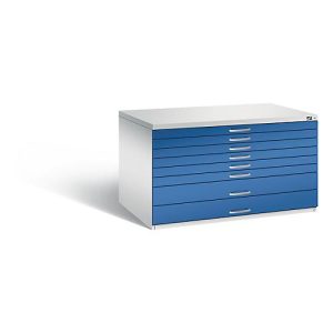 Planschrank aus Stahl, für Formate bis DIN A0, 8 Schubladen Planschrank aus Stahl, für Formate bis DIN A0, 8 Schubladen