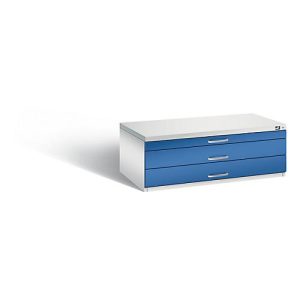 Planschrank aus Stahl, für Formate bis DIN A1, 3 Schubladen Planschrank aus Stahl, für Formate bis DIN A1, 3 Schubladen