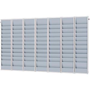 Planungstafel Eichner Flexo, 5er-Set, mit Wandprofil, je 10 Tafelschienen, für bis zu 50 Auftragstaschen, B 1700 x T 100 x H 1280 mm, Kunststoff, grau