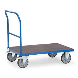 Plattformwagen fetra®, Schiebebügel, Lenk- & Bockrollen, bis 600 kg, Ladefläche aus Sperrholz, L 1000 x B 700 mm Plattformwagen fetra®, Schiebebügel, Lenk- & Bockrollen, bis 600 kg, Ladefläche aus Sperrholz, L 1000 x B 700 mm
