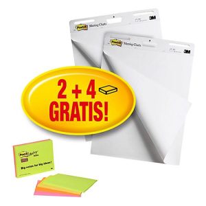 Post-it® Haftnotizen Super Sticky Meeting Charts 559, 635 x 762 mm, 60 Blatt, weiß, blanko + GRATIS Post-it® Haftnotizen
