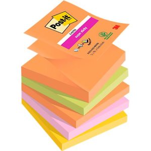 POST-IT Haftnotizen Super Sticky Z-Notes Boost R330-5SS-BOOS, 76 x 76 mm, farbig, 5 x 90 Blatt