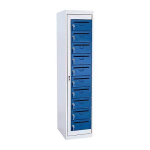 Postverteilerschrank, Höhe 1800 mm, lichtgrau RAL 7035/enzianblau 5010