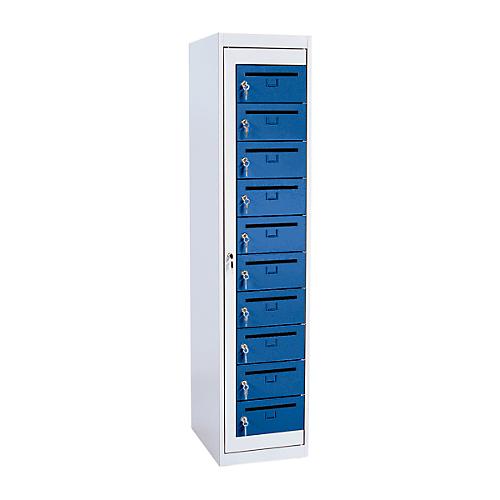 Postverteilerschrank, Höhe 1800 mm, lichtgrau RAL 7035/enzianblau 5010