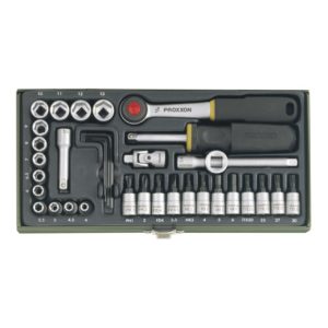 Proxxon Feinmechaniker-Steckschlüsselsatz 23080 mit 1/4″-Ratsche, 36-teilig