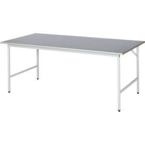 Rau Arbeitstisch Jerry, manuell höhenverstellbar, 25 mm MDF-Platte mit Stahlblechbelag, bis 300 kg, B 2000 x T 1000 x H 800-850 mm, silber/lichtgrau