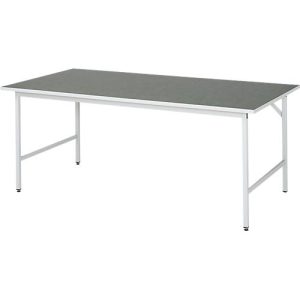 Rau Arbeitstisch Jerry, manuell höhenverstellbar, 25 mm Spanplatte mit Linoleumbelag, bis 300 kg, B 2000 x T 1000 x H 800-850 mm, hellgrau/lichtgrau