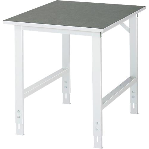 Rau Arbeitstisch Tom, manuell höhenverstellbar, 25 mm Spanplatte mit Linoleumbelag, bis 500 kg, B 750 x T 1000 x H 760-1080 mm, hellgrau/lichtgrau