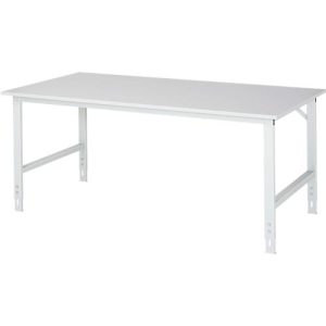 Rau ESD-Arbeitstisch Tom, manuell höhenverstellbar, 28 mm Spanplatte mit Melaminbelag, bis 500 kg, B 2000 x T 1000 x H 760-1080 mm, lichtgrau
