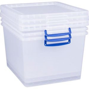 Really Useful Boxes Aufbewahrungsboxen, transparent, mit Deckel, 33,5L, 3 Stück Really Useful Boxes Aufbewahrungsboxen, transparent, mit Deckel, 33,5L, 3 Stück