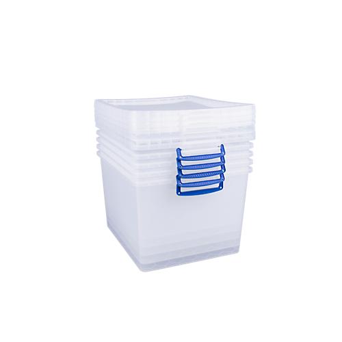 Really Useful Boxes Aufbewahrungsboxen, transparent, mit Deckel, 33,5L, 5 Stück