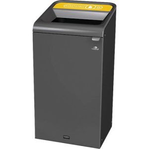 Recyclingstation Rubbermaid Configure, für Kunststoff, 87 l, Magnetverbindung, B 495 x T 489 x H 975 mm, gelb Recyclingstation Rubbermaid Configure, für Kunststoff, 87 l, Magnetverbindung, B 495 x T 489 x H 975 mm, gelb