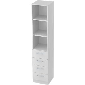 Regal 5 OH, 2 Böden, 4 Schubladen, Metall-Teleskopauszug, B 406 mm, lichtgrau