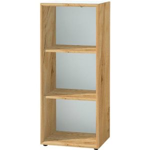 Regal MONTERIA, Glasauflage, 3 OH, B 400 x T 370 x H 1200 mm, Navarra Eiche/weiß Regal MONTERIA, Glasauflage, 3 OH, B 400 x T 370 x H 1200 mm, Navarra Eiche/weiß