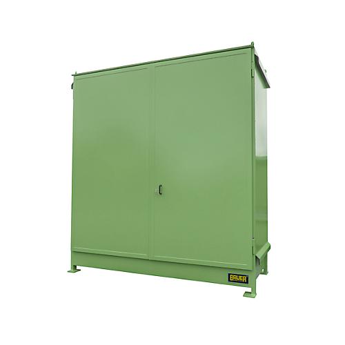 Regalcontainer BAUER CEN 29-2 IBC, Stahl, Doppelflügeltor, B 3175 x T 1480 x H 3445 mm, grün