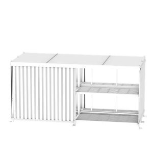 Regalcontainer BAUER CEN 59-2b IBC, Stahl, Schiebetor, B 6550 x T 2900 x H 3350 mm, orange