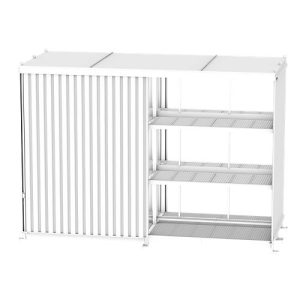 Regalcontainer BAUER CEN 81-3b, Stahl, Schiebetor, B 8400 x T 2900 x H 4550 mm, weiß