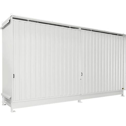 Regalcontainer Bauer Typ CEN 59-2 IBC, 2 Fachebenen, Schiebetor, 2000 l, B 6255 x T 1550 x H 3450 mm, grauweiß RAL 9002
