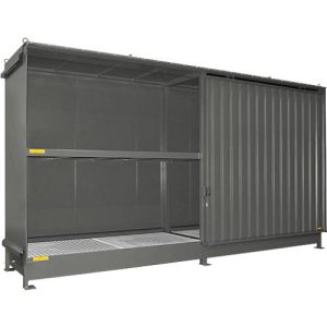 Regalcontainer Bauer Typ CEN 59-2 IBC, 2 Fachebenen, Schiebetor, 2000 l, B 6255 x T 1550 x H 3450 mm, mausgrau RAL 7005 Regalcontainer Bauer Typ CEN 59-2 IBC, 2 Fachebenen, Schiebetor, 2000 l, B 6255 x T 1550 x H 3450 mm, mausgrau RAL 7005