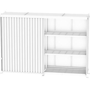 Regalcontainer Bauer Typ CEN 59-3 IBC, 3 Fachebenen, Schiebetor, 2000 l, B 6540 x T 1600 x H 5015 mm, gelborange RAL 2000 Regalcontainer Bauer Typ CEN 59-3 IBC, 3 Fachebenen, Schiebetor, 2000 l, B 6540 x T 1600 x H 5015 mm, gelborange RAL 2000
