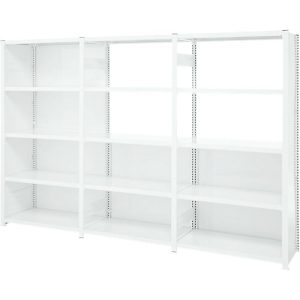 Regalkombination ORDO Professional, 1 Grundregal + 2 Anbauregale, 15 Böden, modular, Fachlast 185 kg, Feldlast 1000 kg, B 3080 x T 535 x H 2500 mm, verkehrsweiß