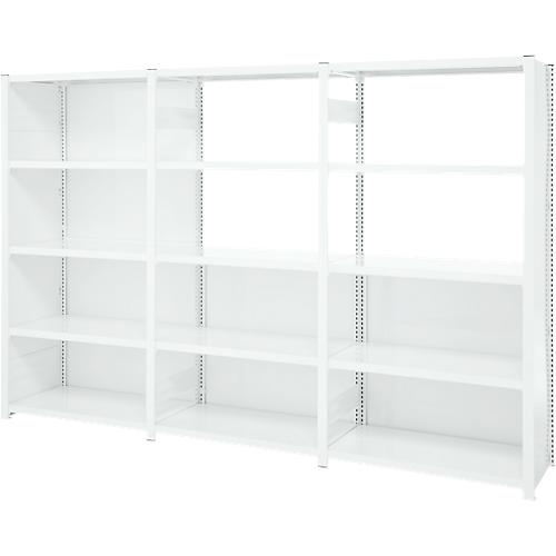 Regalkombination ORDO Professional, 1 Grundregal + 2 Anbauregale, 15 Böden, modular, Fachlast 185 kg, Feldlast 1000 kg, B 3980 x T 535 x H 2500 mm, verkehrsweiß