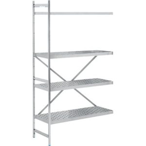 Regalsystem, Anbauregal, Edelstahl, gelochter Boden, H 2000 x B 1175 x T 500 mm Regalsystem, Anbauregal, Edelstahl, gelochter Boden, H 2000 x B 1175 x T 500 mm