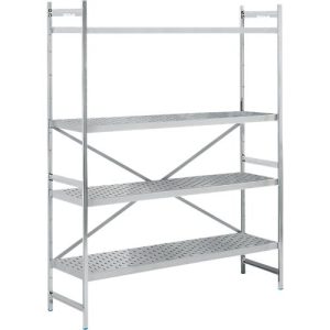 Regalsystem, Grundregal, Edelstahl, gelochter Boden, H 2000 x B 1500 x T 500 mm