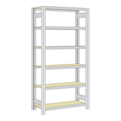 Regalwerk BERT Großfachregal Grundfeld HxBxT 2500x1005x400mm