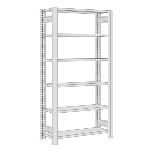Regalwerk BERT Großfachregal Grundfeld HxBxT 2500x1005x600mm