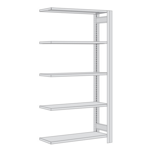 Regalwerk BERT Lagerregal Anbaufeld HxBxT 2000x875x800mm 5 Fachböden Fachlast 250kg