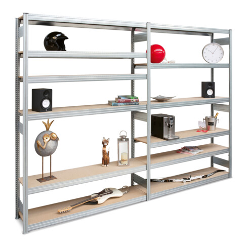 Regalwerk BERT-Loftregal Grundfeld verzinkt HxBxT 2500x1285x400 mm6 Fachebenen