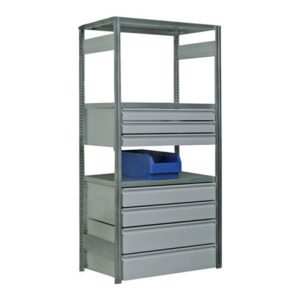Regalwerk BERT-Schubladen-Block 1 BxT 1000×500 mm Gesamthöhe: 300 mm RAL 7035 Lichtgrau
