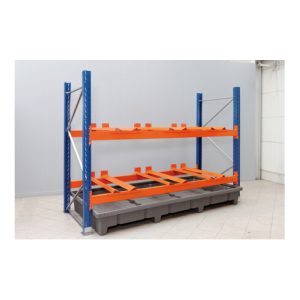 Regalwerk Fassauflage Horizontal mit Endanschlag für 200 Liter-Fass RAL 2004