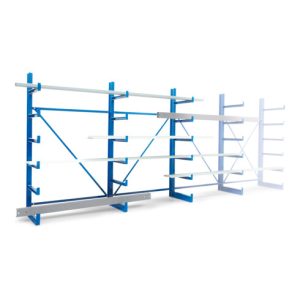 Regalwerk KARL-Kragarmregal TYP 1 Set 4 doppelsei. feste Arme 1xGF + 4xAF HxB 2000×1250 mm