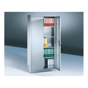 Regalwerk Regal Beistell-Sideboard mit Flügeltüren, 2 Fachböden, lichtgrau RAL 7035, BxTxH 1005x300x1950 mm