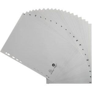 Register Exacompta 1720B, Format A4, Universallochung, Taben A-Z, B 225 x H 297 mm, Blauer Engel, Recycling-Kunststoff, grau Register Exacompta 1720B, Format A4, Universallochung, Taben A-Z, B 225 x H 297 mm, Blauer Engel, Recycling-Kunststoff, grau