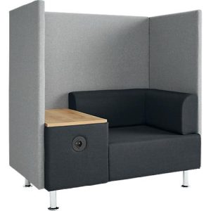 Rocada Besprechungsecke BE SOFT, Einsitzer, mit Tisch und Akustik-Panel, schwarz-grau