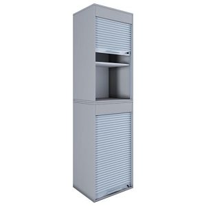 Rolladenschrank Aktos XL, 4 Ordnerhöhen, abschließbar, Bügelgriff, B 500 x T 400 x H 1860 mm, Holz, grau Rolladenschrank Aktos XL, 4 Ordnerhöhen, abschließbar, Bügelgriff, B 500 x T 400 x H 1860 mm, Holz, grau