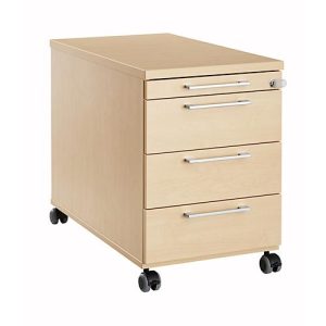 Rollcontainer 1333, 3 Schübe & 1 Utensilienauszug, abschließbar, eckige Griffe, Holz/Stahl/Kunststoff, B 434 x T 600 x H 613 mm, Ahorn-Dekor Rollcontainer 1333, 3 Schübe & 1 Utensilienauszug, abschließbar, eckige Griffe, Holz/Stahl/Kunststoff, B 434 x T 600 x H 613 mm, Ahorn-Dekor