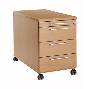 Rollcontainer 1333, 3 Schübe & 1 Utensilienauszug, abschließbar, eckige Griffe, Holz/Stahl/Kunststoff, B 434 x T 600 x H 613 mm, Buche-Dekor Rollcontainer 1333, 3 Schübe & 1 Utensilienauszug, abschließbar, eckige Griffe, Holz/Stahl/Kunststoff, B 434 x T 600 x H 613 mm, Buche-Dekor